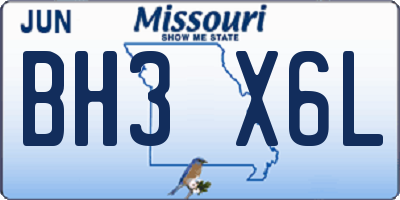 MO license plate BH3X6L