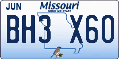 MO license plate BH3X6O