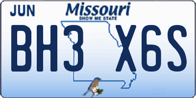 MO license plate BH3X6S