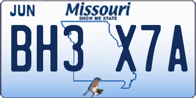 MO license plate BH3X7A