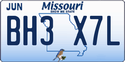 MO license plate BH3X7L