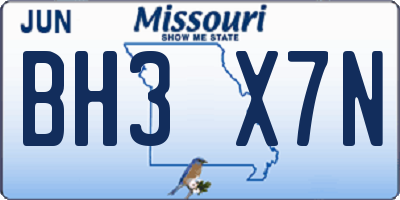 MO license plate BH3X7N