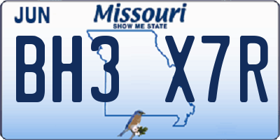 MO license plate BH3X7R