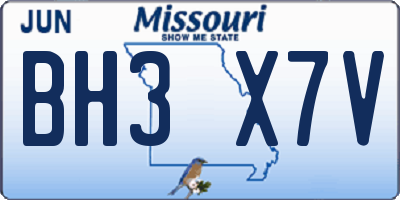 MO license plate BH3X7V
