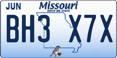 MO license plate BH3X7X