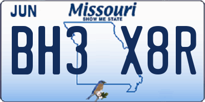 MO license plate BH3X8R