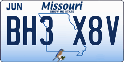 MO license plate BH3X8V