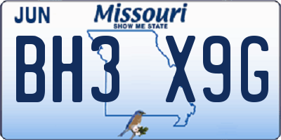 MO license plate BH3X9G