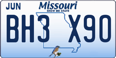 MO license plate BH3X9O
