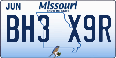 MO license plate BH3X9R