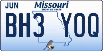 MO license plate BH3Y0Q