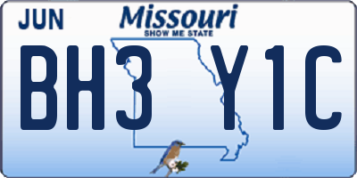 MO license plate BH3Y1C