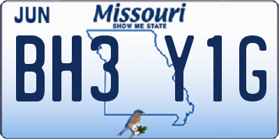 MO license plate BH3Y1G