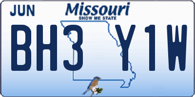 MO license plate BH3Y1W