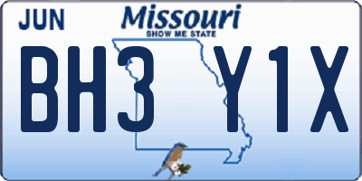 MO license plate BH3Y1X