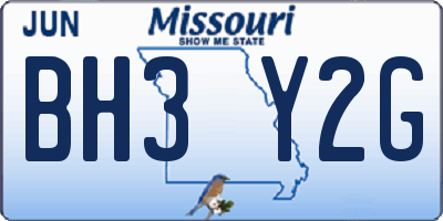 MO license plate BH3Y2G