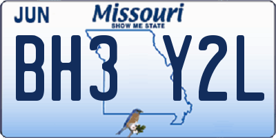 MO license plate BH3Y2L