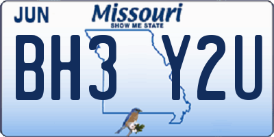 MO license plate BH3Y2U