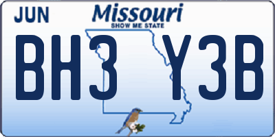 MO license plate BH3Y3B