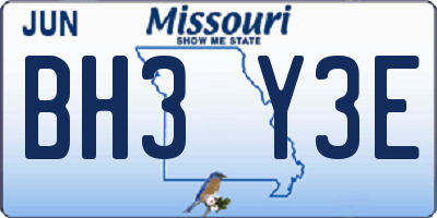 MO license plate BH3Y3E