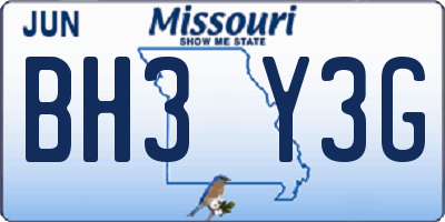 MO license plate BH3Y3G