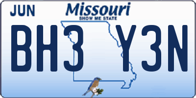 MO license plate BH3Y3N