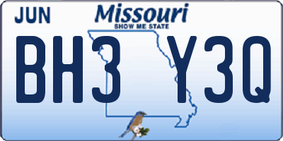 MO license plate BH3Y3Q