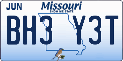 MO license plate BH3Y3T