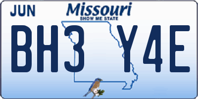 MO license plate BH3Y4E