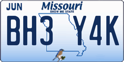 MO license plate BH3Y4K