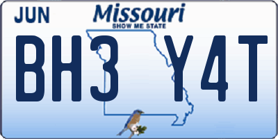 MO license plate BH3Y4T