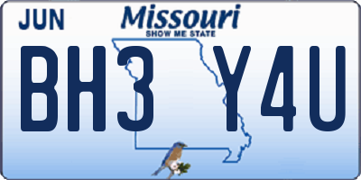 MO license plate BH3Y4U