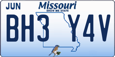 MO license plate BH3Y4V