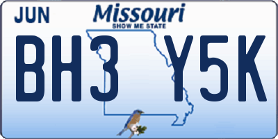 MO license plate BH3Y5K