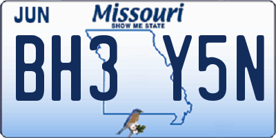 MO license plate BH3Y5N