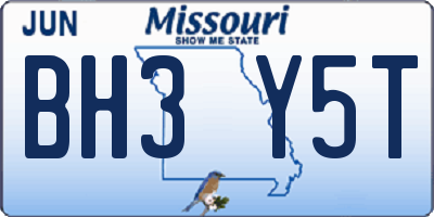 MO license plate BH3Y5T