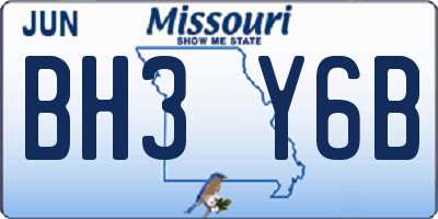 MO license plate BH3Y6B