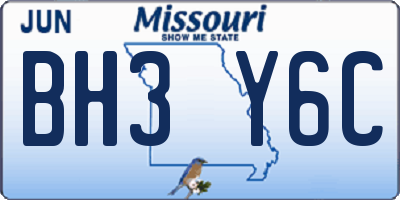 MO license plate BH3Y6C