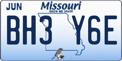 MO license plate BH3Y6E