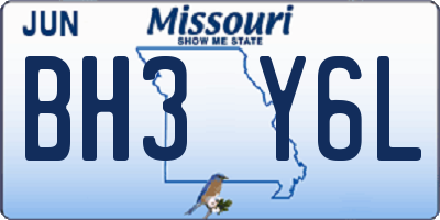 MO license plate BH3Y6L