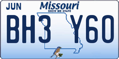 MO license plate BH3Y6O