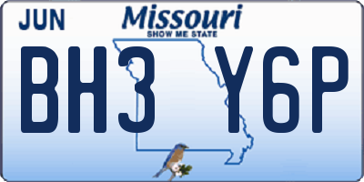 MO license plate BH3Y6P