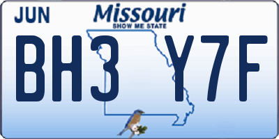 MO license plate BH3Y7F