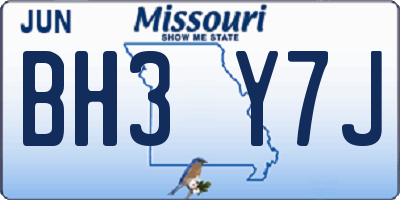 MO license plate BH3Y7J