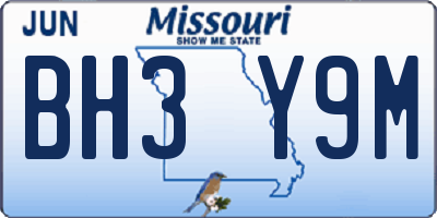 MO license plate BH3Y9M