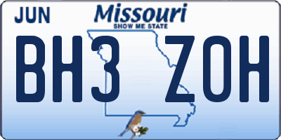 MO license plate BH3Z0H