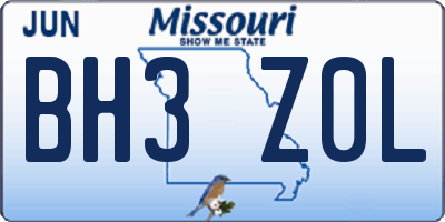 MO license plate BH3Z0L