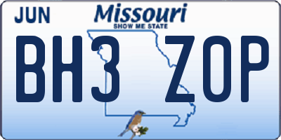 MO license plate BH3Z0P