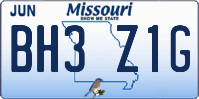 MO license plate BH3Z1G