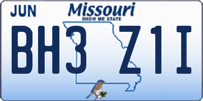 MO license plate BH3Z1I